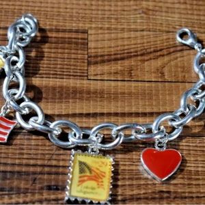 Vintage U S Postal Service Stainless Charm Bracelet, measures 7 inches.